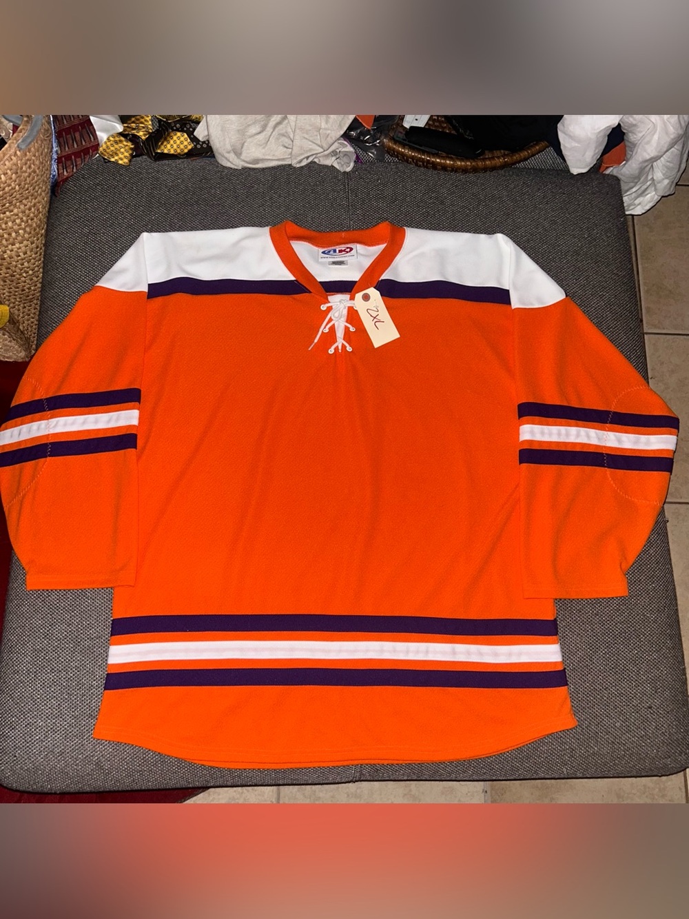 Vintage NHL Orange, White & Purple Hockey Jersey